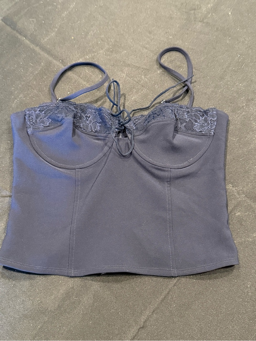 Lace-Trim Navy Bustier Cami Top
